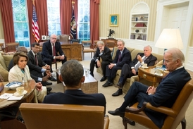 Krizové dny. Obama jedná s demokratickými kongresmany v Bílém domě.