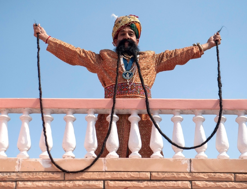 Ram Singh Chauhan a jeho čtyřmetrový knír. 