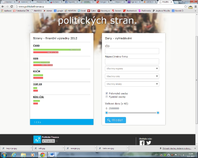 Větší transparentnost financování politických stran umožní web www.politickefinance.cz.