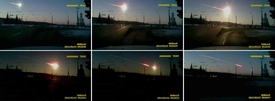 Pád meteoritu byl zachycen na kameru, která byla umístěna na palubní desce.