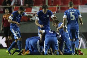 Liberecká radost z vyrovnání proti FC Sevilla.
