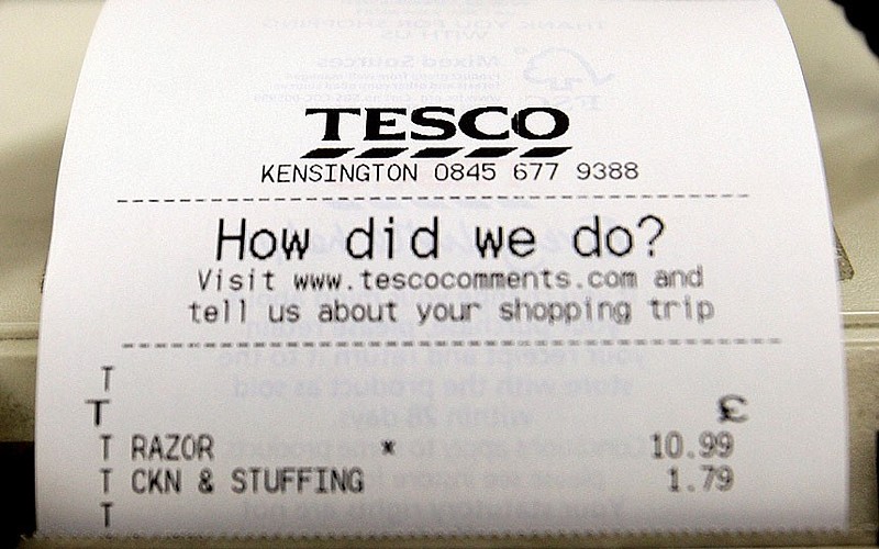 Tesco účtenka.