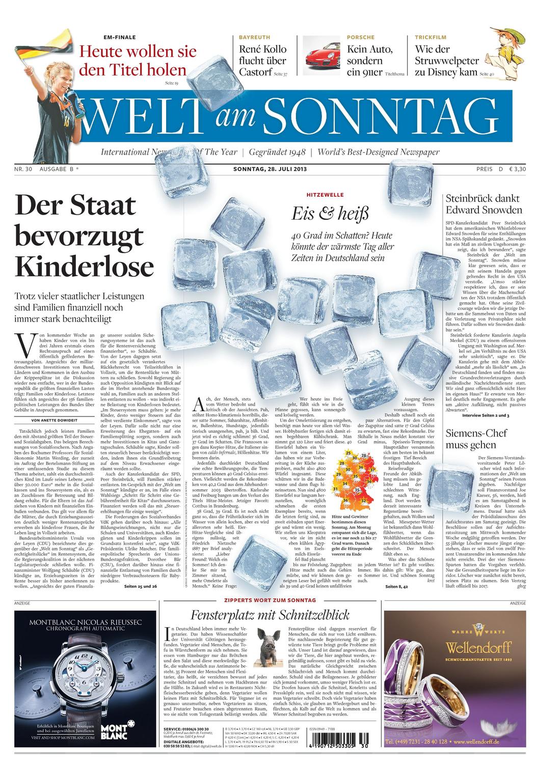 Welt am Sonntag, Německo.