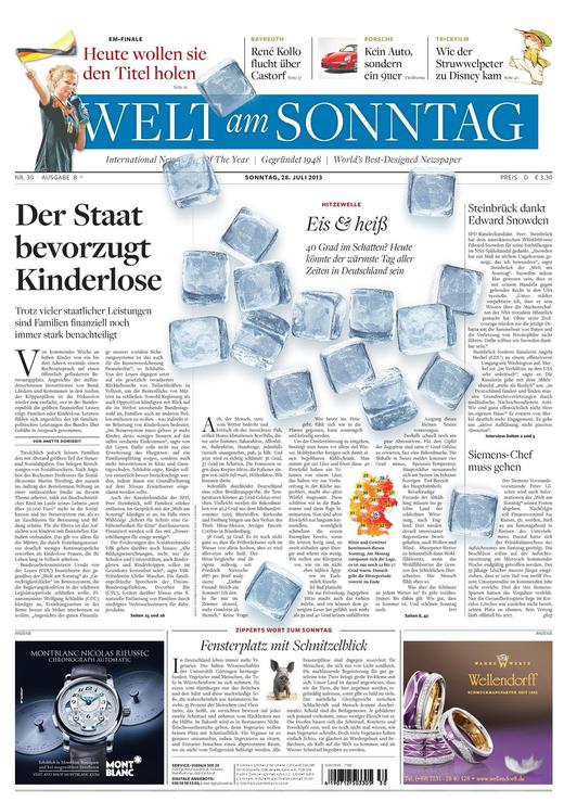 Welt am Sonntag, Německo.