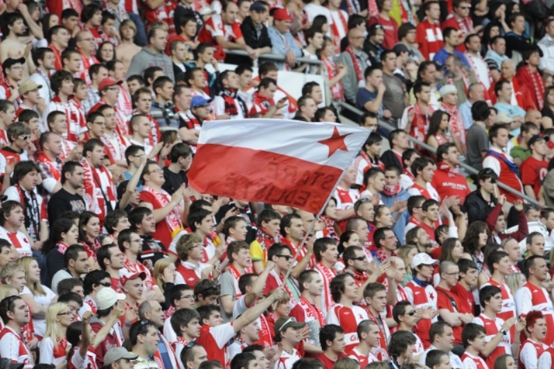 Fanoušci pražské Slavie.