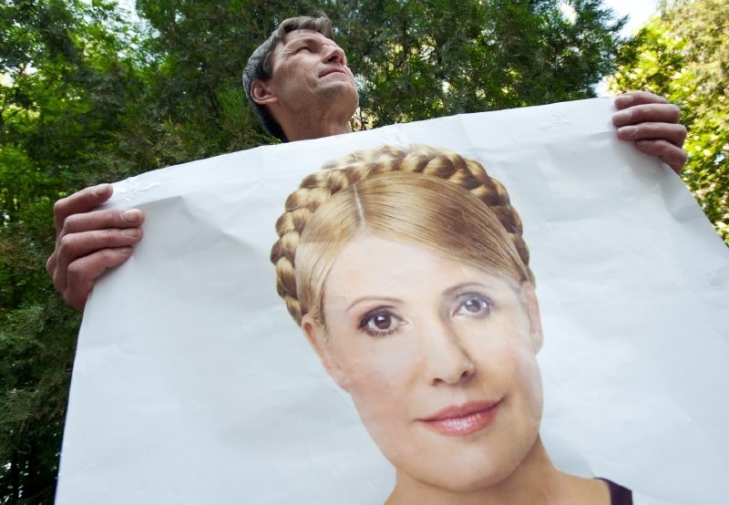 Jedna z mnoha demonstrací na podporu Tymošenkové v Kyjevě.