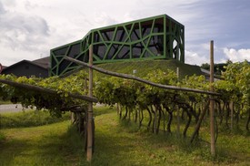 Z představovaných staveb. Cantina Tramin, Itálie.