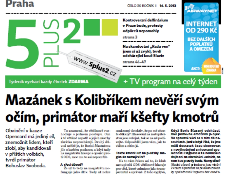 Květnové vydání týdeníku 5plus2.