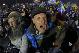 Demonstrace v Kyjevě.