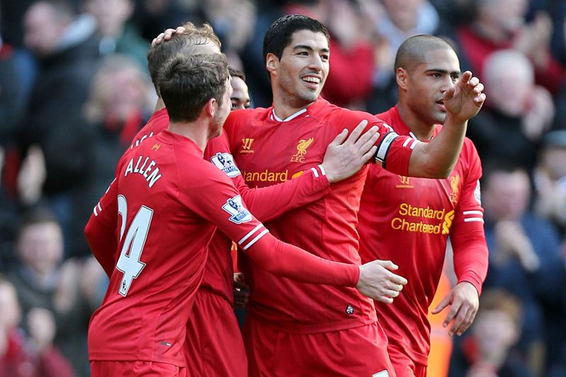 Gólová radost Liverpoolu. Gólová radost Liverpoolu.