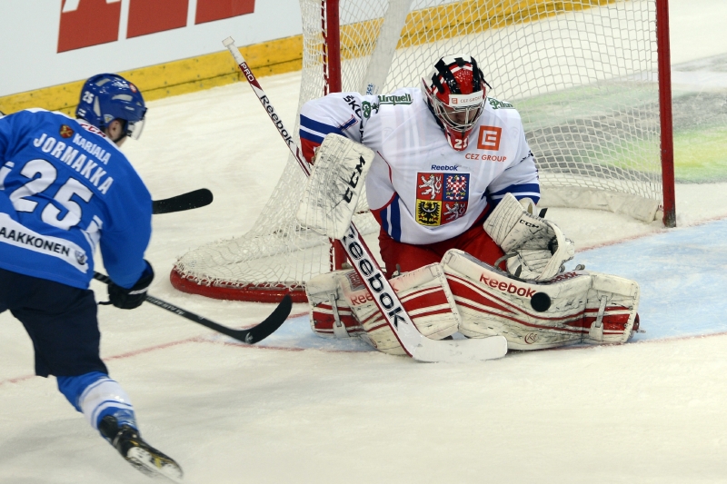 Brankář Jakub Kovář.
