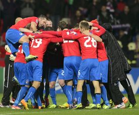 Radost fotbalistů Viktorie Plzeň.