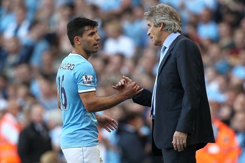 Sergio Agüero s Manuelem Pellegrinim.