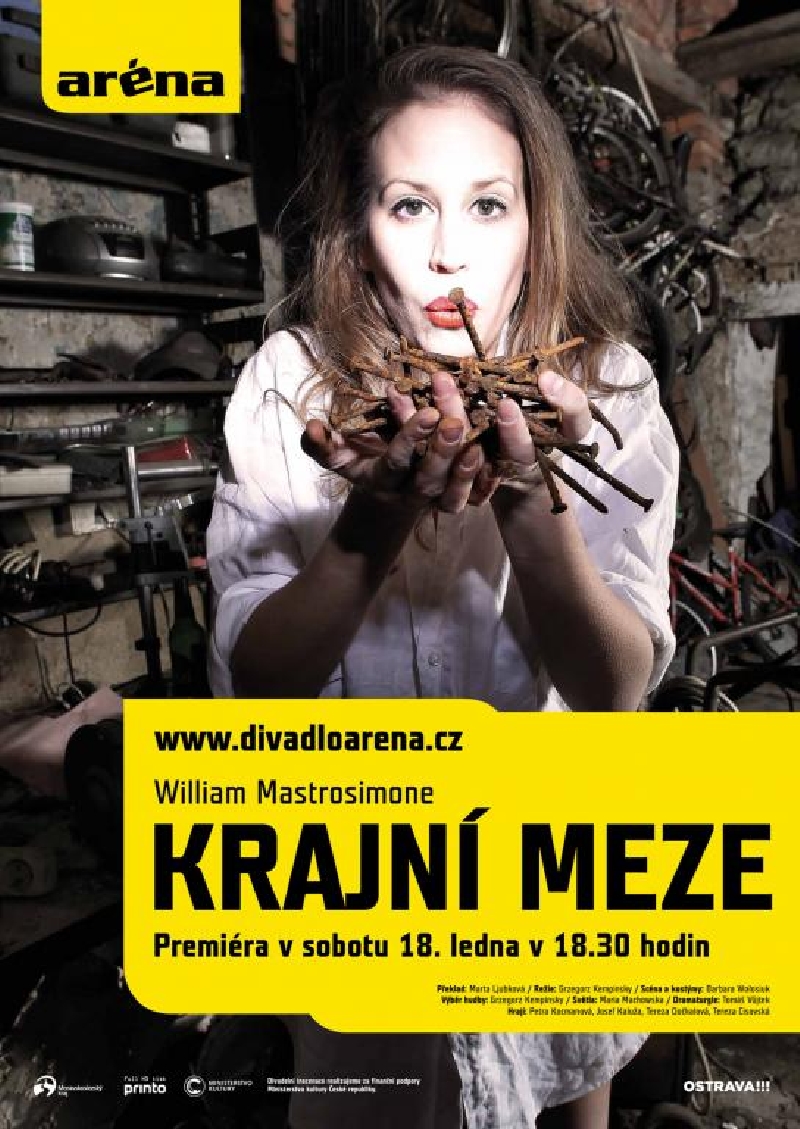 Ostravská Komorní scéna Aréna chystá premiéru hry amerického dramatika Williama Mastrosimoneho Krajní meze. Ostravská Komorní scéna Aréna chystá premiéru hry amerického dramatika Williama Mastrosimoneho Krajní meze.