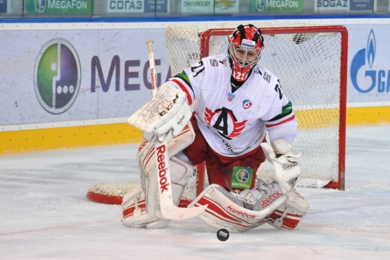 Brankář Jekatěrinburgu Jakub Kovář. Brankář Jekatěrinburgu Jakub Kovář.