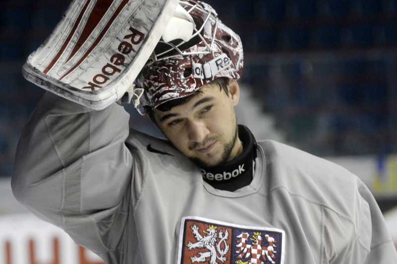 Brankář Jakub Kovář.