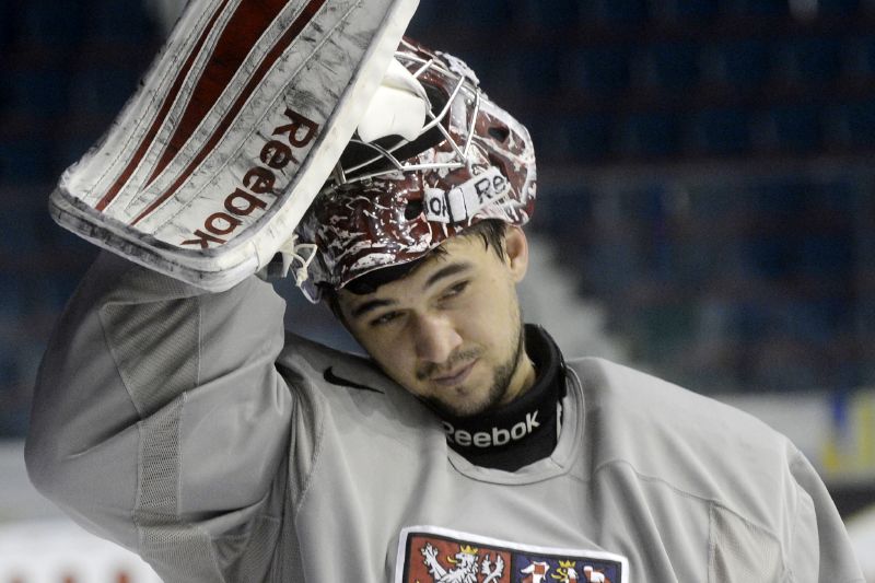 Brankář Jakub Kovář.