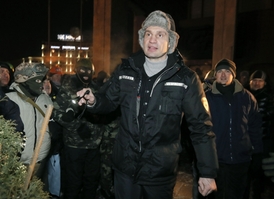 Jeden z vůdců opozice Vitalij Kličko, bývalá hvězda boxu.