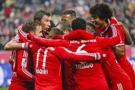 Radost fotbalistů Bayernu Mnichov.