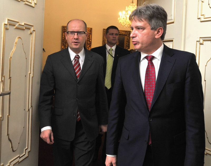 Předseda vlády Bohuslav Sobotka (vlevo) a brněnský primátor Roman Onderka.