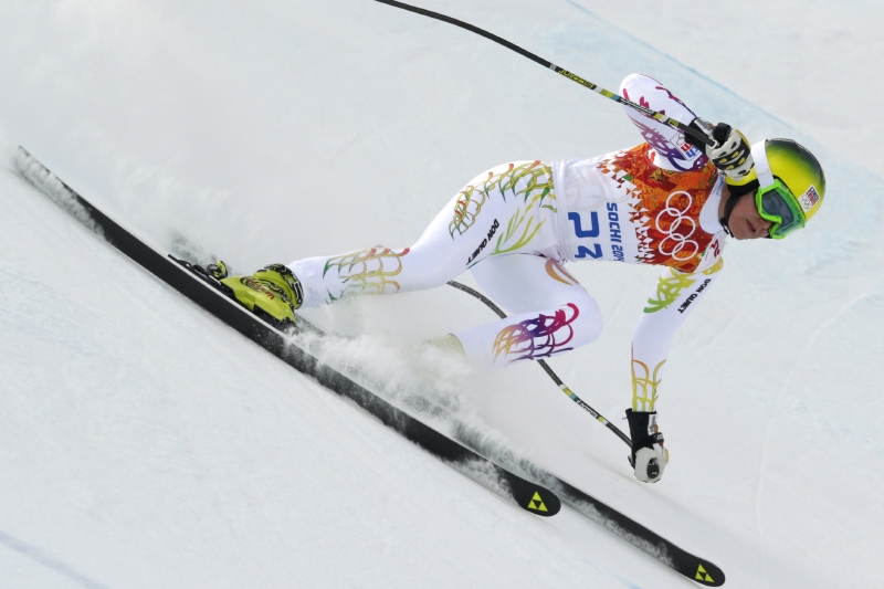 Šárka Strachová na olympijském svahu v Soči.