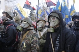 Demonstranti v Kyjevě. Demonstranti v Kyjevě.