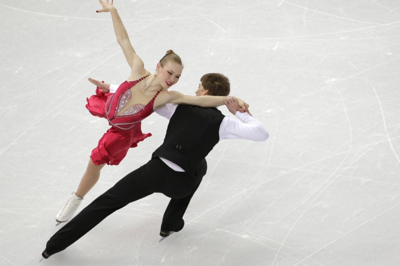 Ukrajinský krasobruslařský pár na olympiádě v Soči.