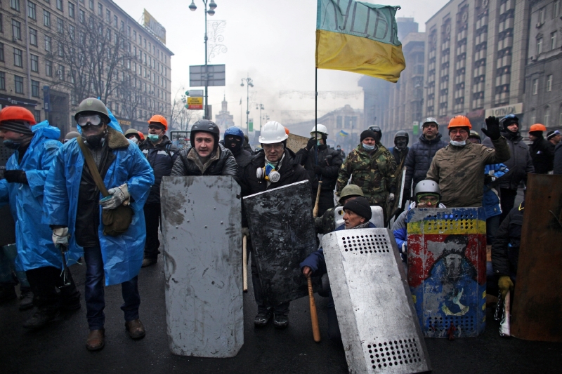Protesty v centru Kyjeva.