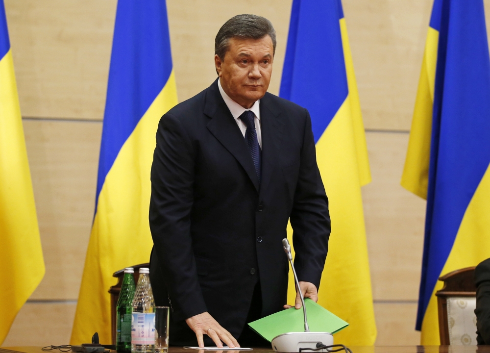 Viktor Janukovyč na tiskové konferenci.