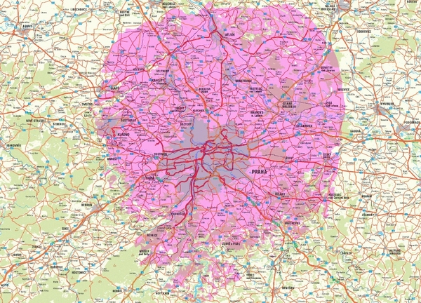 Mapa pokrytí Regionálního multiplexu 4.
