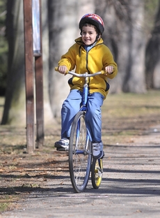 Zmenšenina starodávného bicyklu.