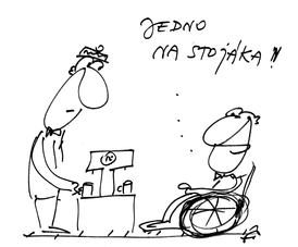 Hendikepovaní si dovedou dělat humor sami ze sebe.