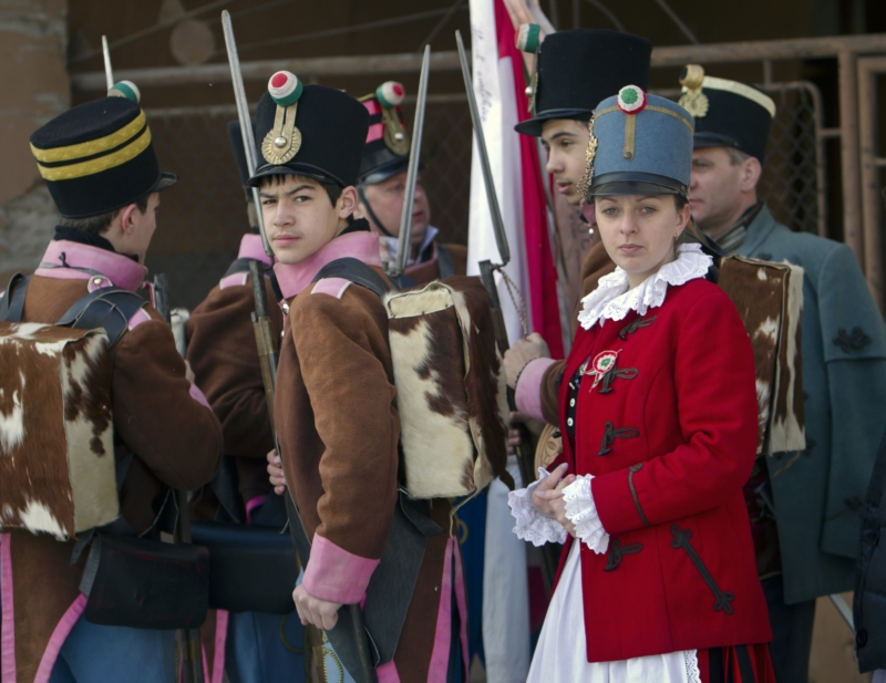 Rumunští Maďaři oslavují 15. březen, den začáteku protihabsburské revoluce v roce 1848. Targu Secuies, Rumunsko. Rumunští Maďaři oslavují 15. březen, den začáteku protihabsburské revoluce v roce 1848. Targu Secuies, Rumunsko.