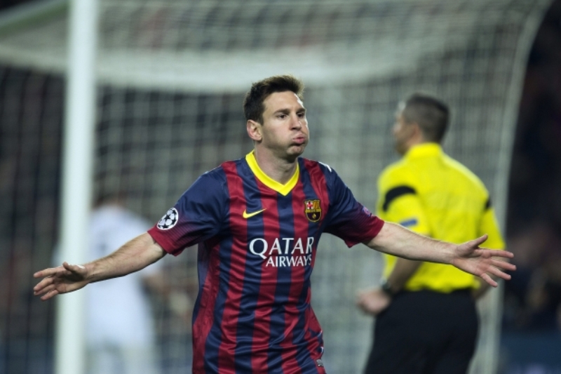 Hvězdný útočník Barcelony Lionel Messi se raduje z gólu.