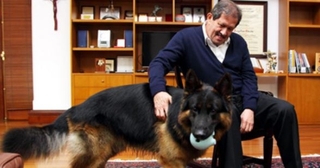 Kolumbijský viceprezident se svým vlčákem.