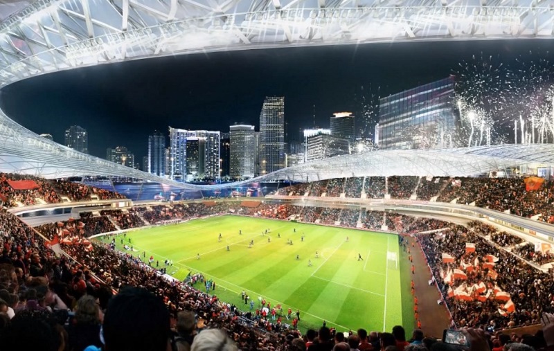 Takový výhled nabídne fanouškům stadion nového týmu Davida Beckhama.