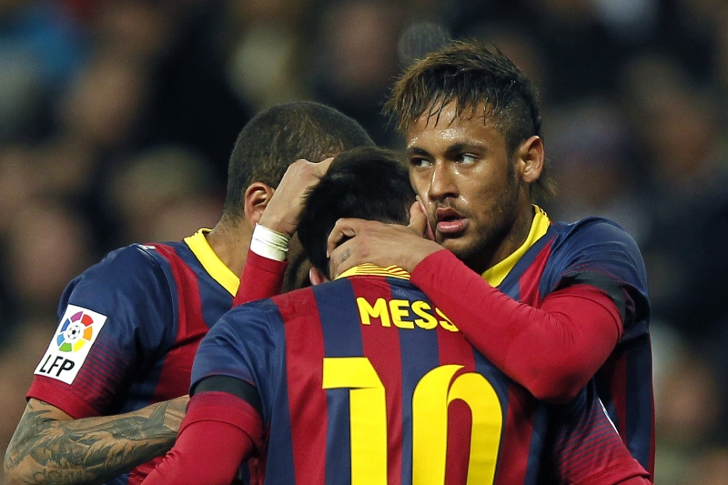 Radost hráčů FC Barcelony. Radost hráčů FC Barcelony.