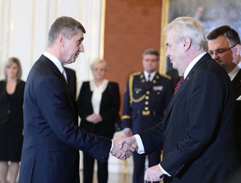 Miloš Zeman a Andrej Babiš na lednovém jmenování vlády. Miloš Zeman a Andrej Babiš na lednovém jmenování vlády.