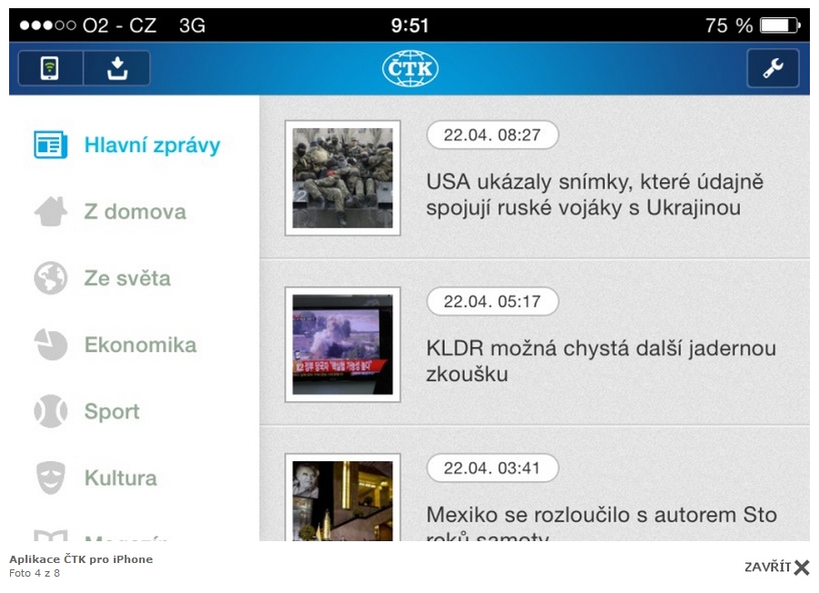 Aplikace ČTK pro iPhone.