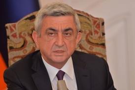 Arménský prezident Serž Sargsjan v lednu na Pražském hradě.