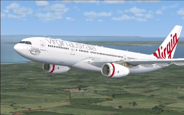 Letoun Virgin Australia (ilustrační grafika). Letoun Virgin Australia (ilustrační grafika).