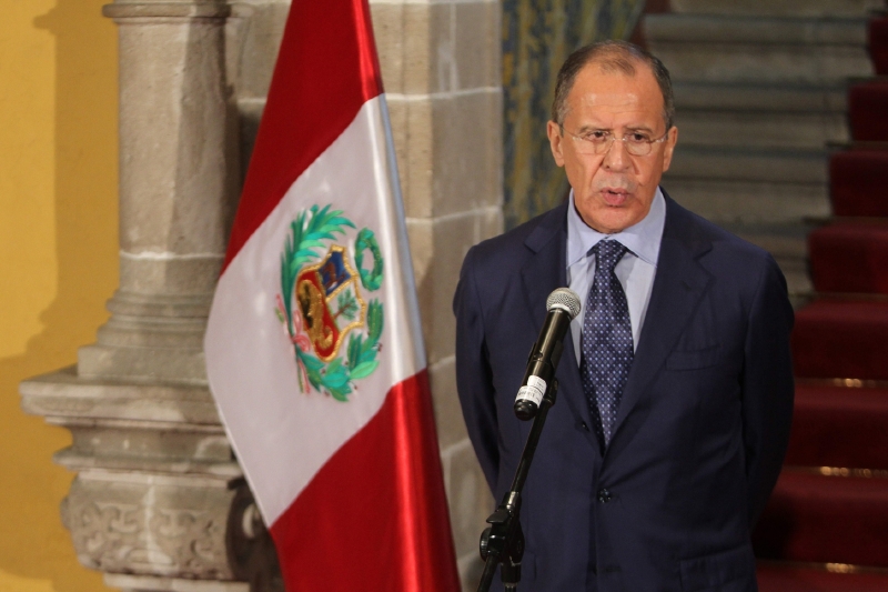 Ruský ministr zahraničí Sergej Lavrov peruánském hlavním městě Limě. Ruský ministr zahraničí Sergej Lavrov peruánském hlavním městě Limě.