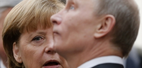 Angela Merkelová a Vladimir Putin.