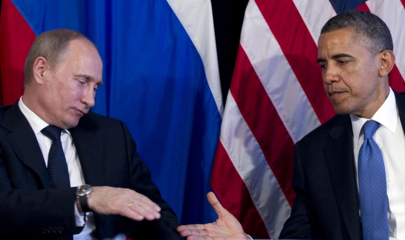 Vladimir Putin a Barack Obama.