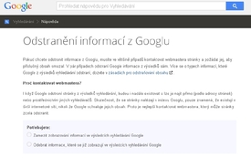 Odstranění informací z Googlu.