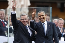 Barack Obama s polským prezidentem Bronislawem Komorowským.