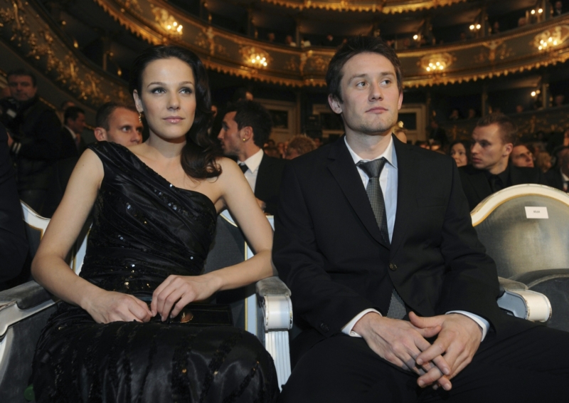 Radka Kocurová s Tomášem Rosickým na vyhlášení ankety Fotbalista roku 2011.