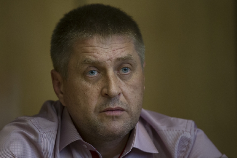 Zadržený vůdce separatistů Vjačeslav Ponomarjov.