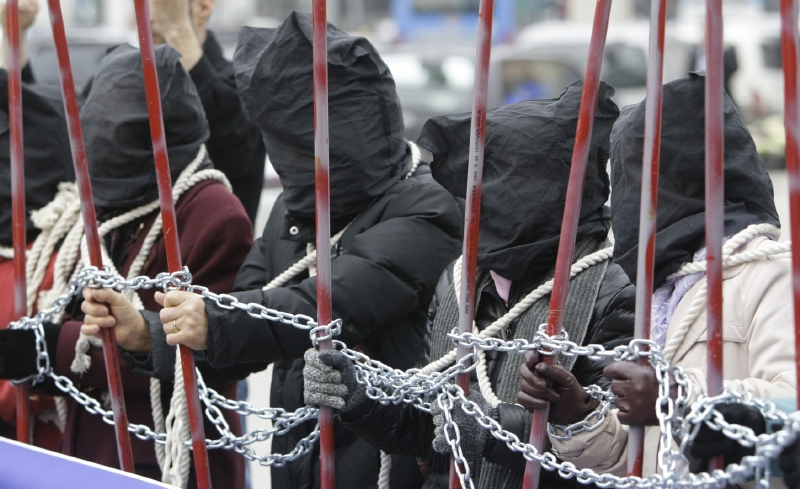 Protest proti porušování lidských práv v Severní Koree.