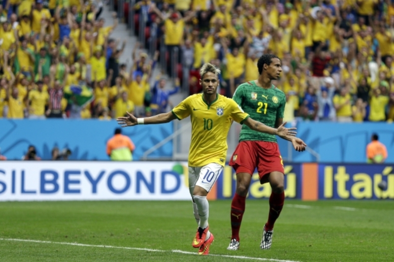 Brazilská hvězda Neymar se raduje z gólu.